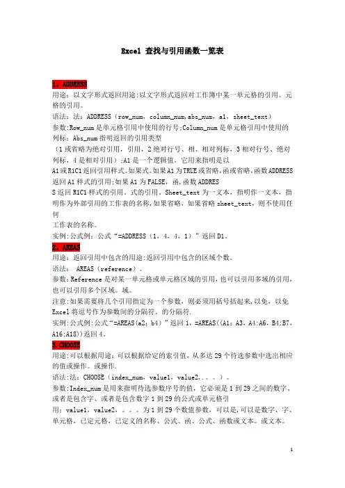 Excel-查找与引用函数一览表