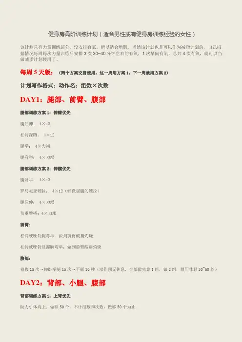 健身房高阶训练计划