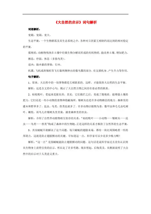 四年级语文下册 12《大自然的启示》词句解析素材 新人教版