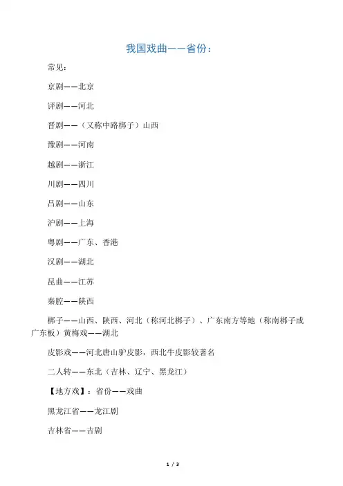 中国戏曲―省份