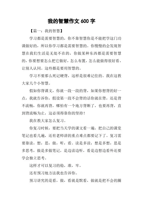 我的智慧作文600字-我的智慧作文600