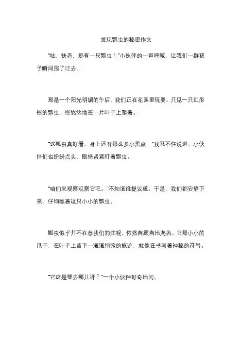 发现瓢虫的秘密作文