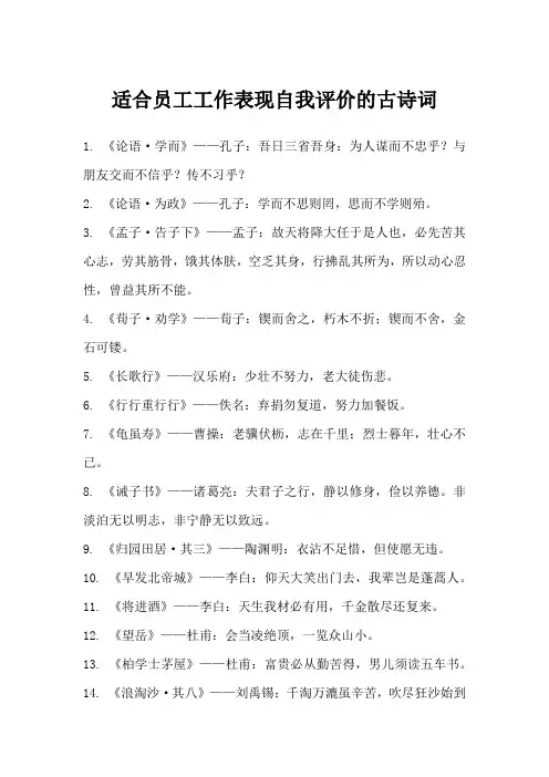 员工工作表现自我评价