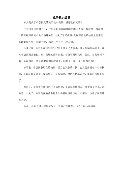 兔子救小袋鼠_小学作文_4