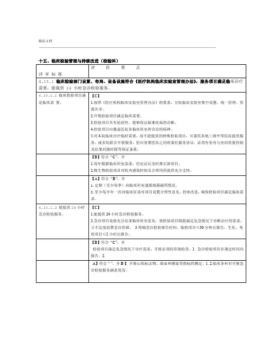 临床检验管理与持续改进检验科