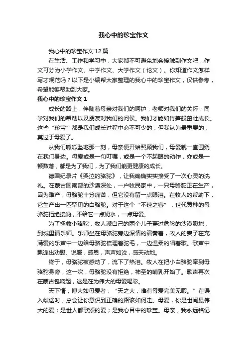我心中的珍宝作文12篇
