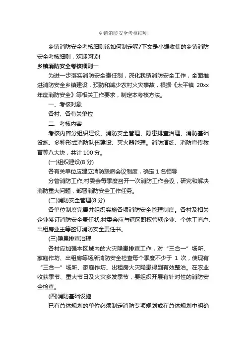 乡镇消防安全考核细则_细则_