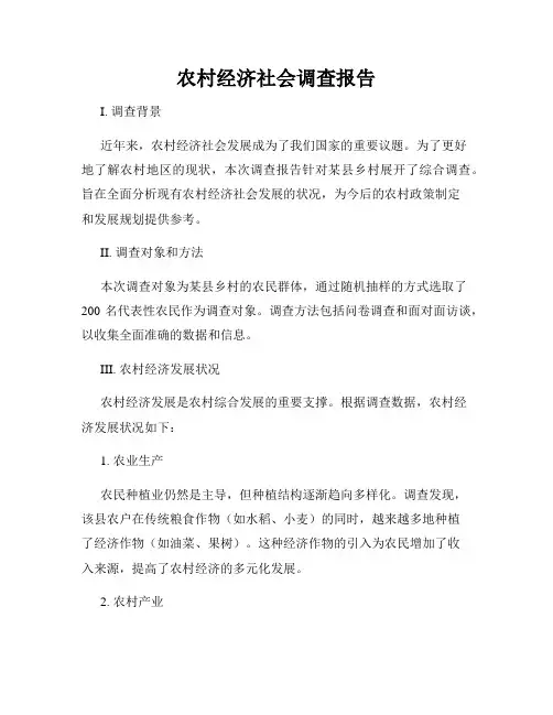 农村经济社会调查报告