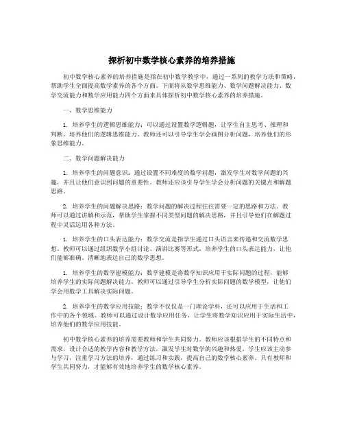 探析初中数学核心素养的培养措施