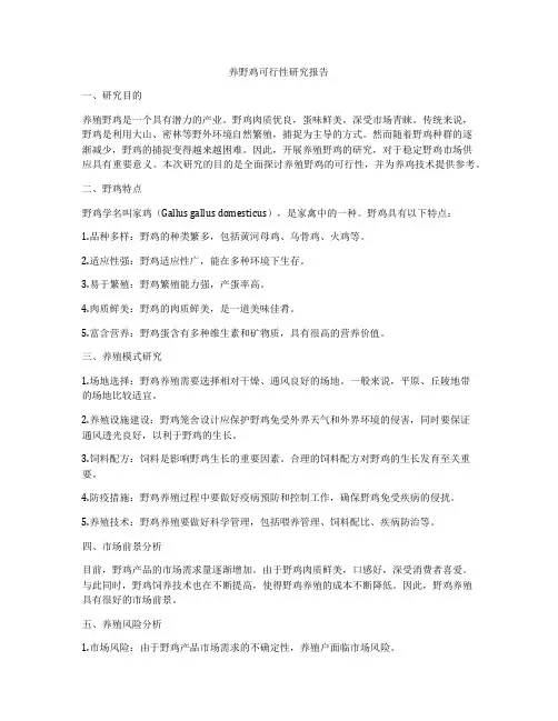 养野鸡可行性研究报告