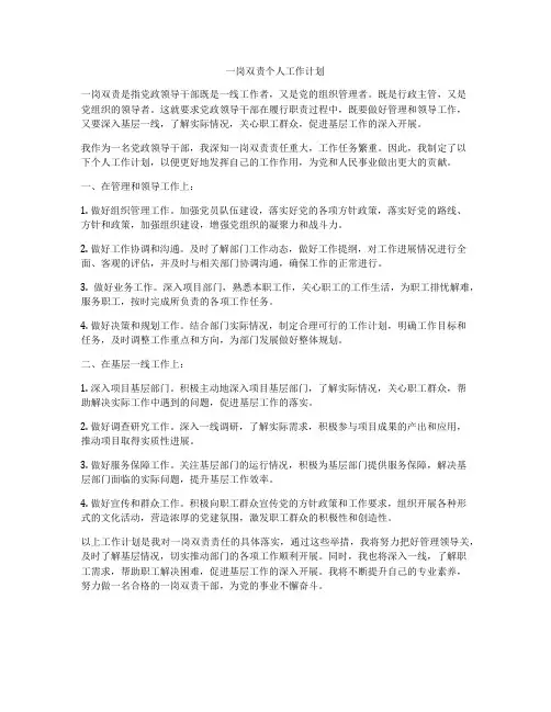 一岗双责个人工作计划