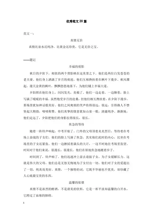 吉林省2018中考语文试题研究优秀范文20篇【word版】.docx