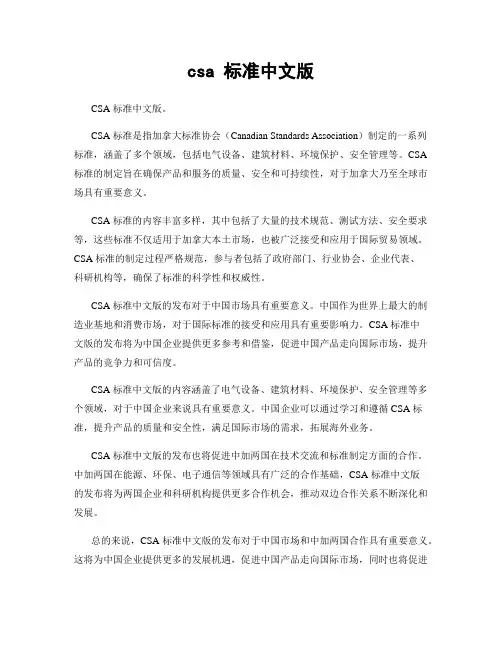 csa 标准中文版