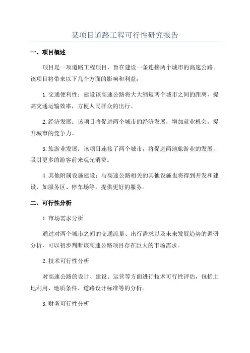 某项目道路工程可行性研究报告