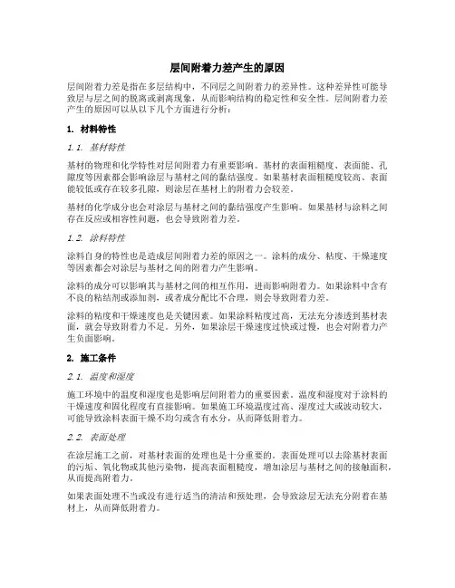 层间附着力差产生的原因
