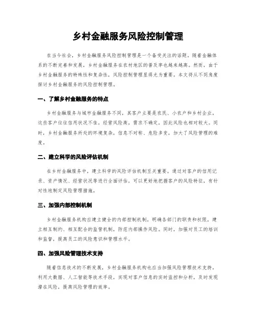 乡村金融服务风险控制管理