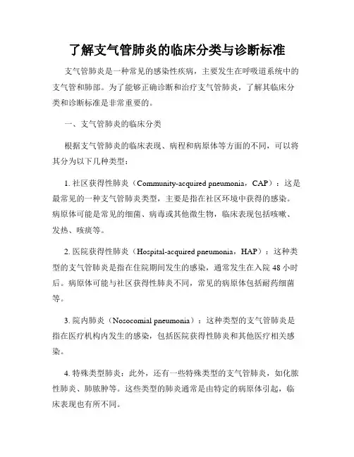 了解支气管肺炎的临床分类与诊断标准