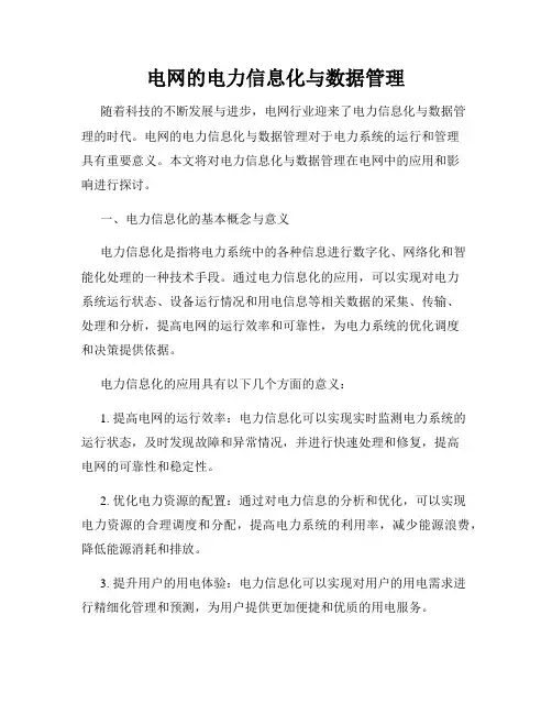 电网的电力信息化与数据管理
