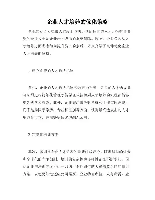 企业人才培养的优化策略