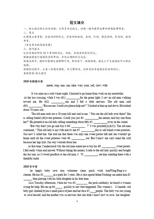 陕西中考英语专题训练 短文填空