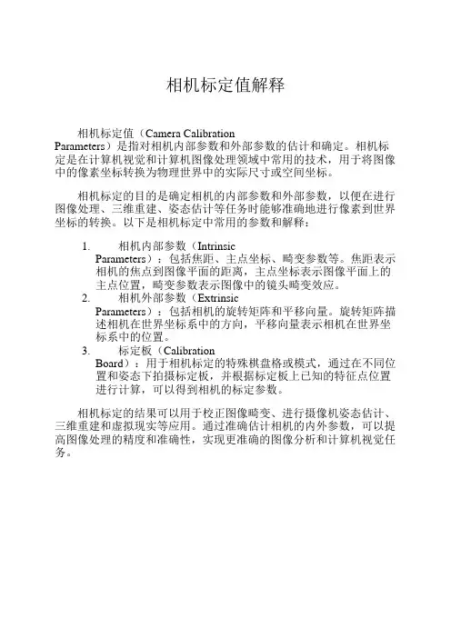 相机标定值解释