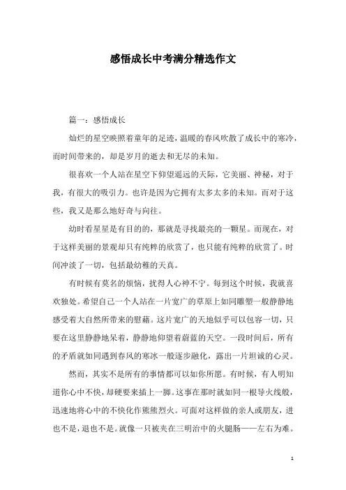 感悟成长中考满分精选作文