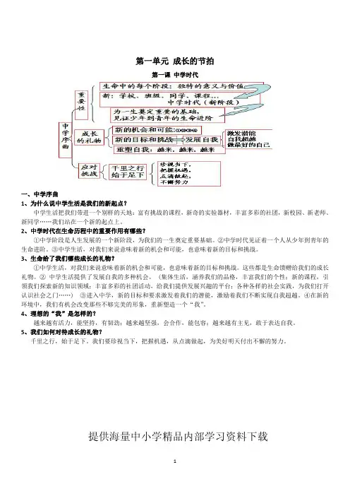 六年级道德与法治(全一册)复习提纲