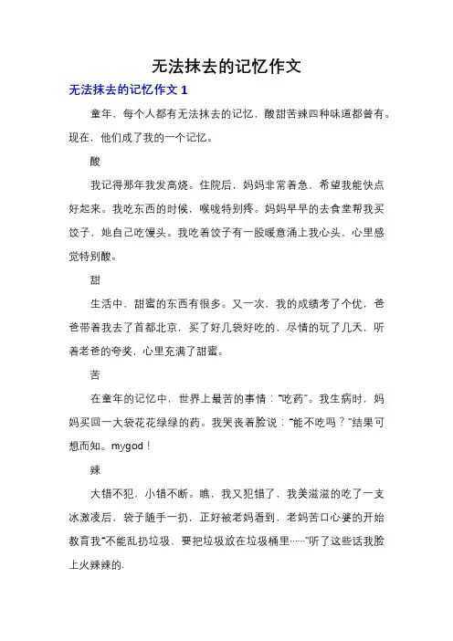 无法抹去的记忆作文