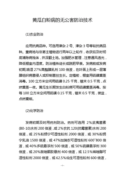 黄瓜白粉病的无公害防治技术