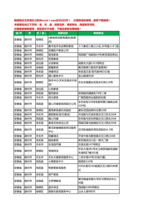 2020新版安徽省滁州市家政服务工商企业公司商家名录名单联系电话号码地址大全50家