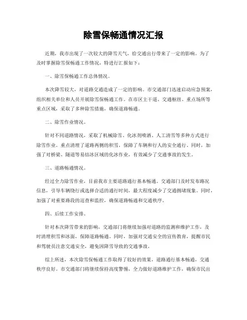 除雪保畅通情况汇报