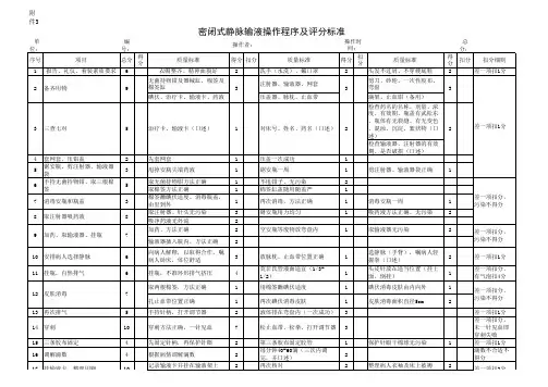 护理技能大赛考核及评分标准 密闭式静脉输液操作程