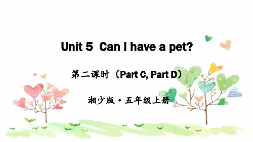 2023年湘少版五年级英语上册Unit 5第二课时(Part C,Part D)