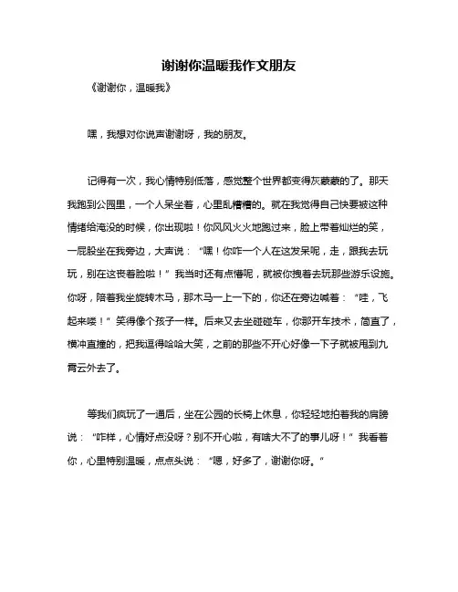 谢谢你温暖我作文朋友