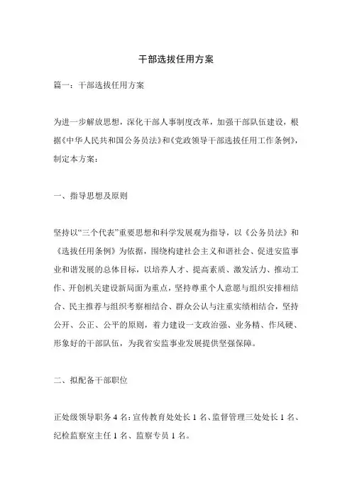 干部选拔任用方案