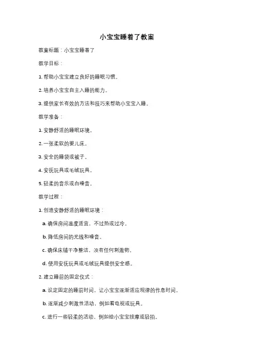 小宝宝睡着了教案