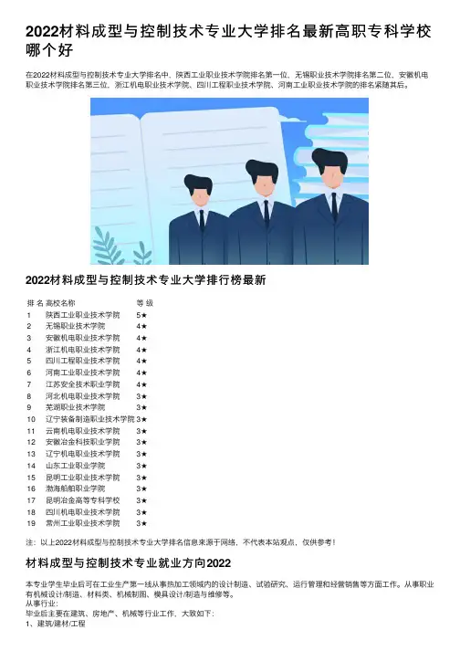 2022材料成型与控制技术专业大学排名最新高职专科学校哪个好