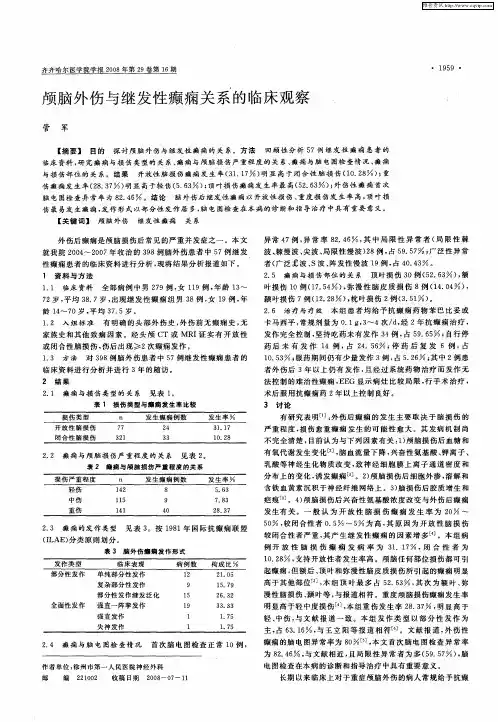 颅脑外伤与继发性癫痫关系的临床观察
