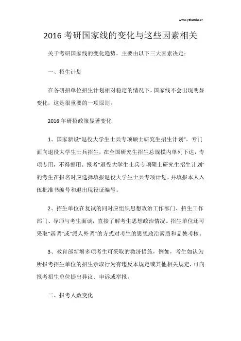 2016考研国家线的变化与这些因素相关