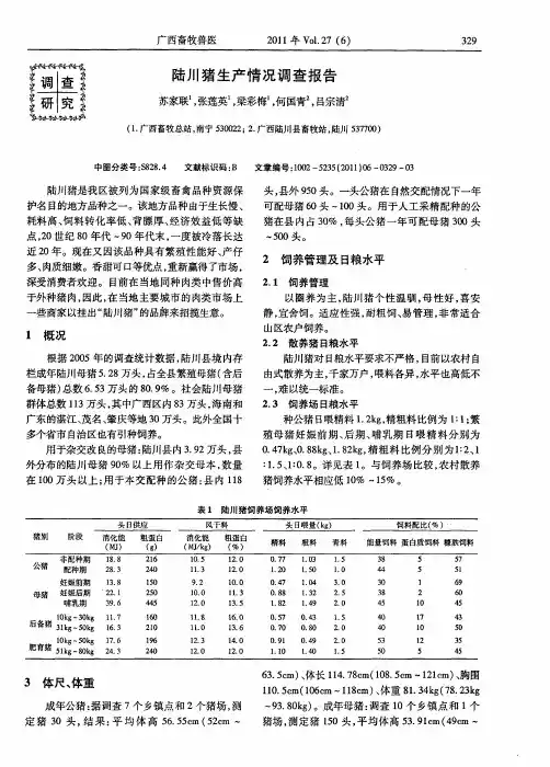 陆川猪生产情况调查报告