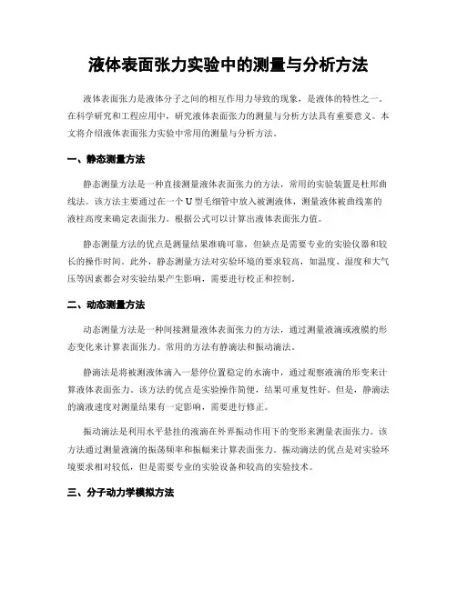 液体表面张力实验中的测量与分析方法