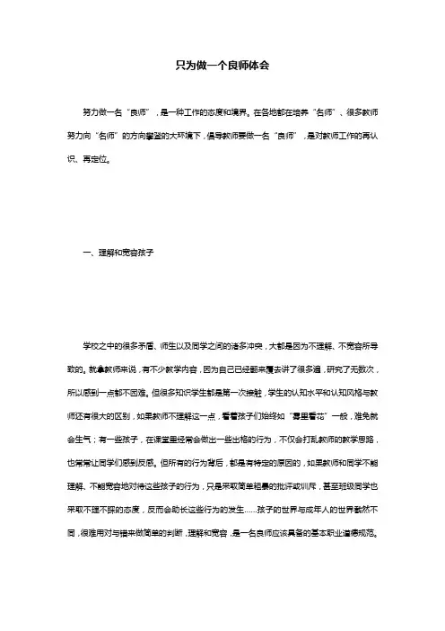 只为做一个良师体会