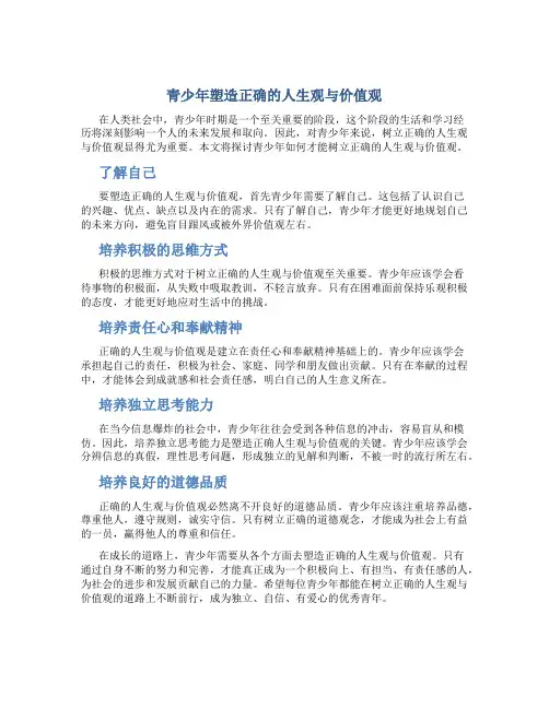 青少年如何树立正确的人生观价值观题目