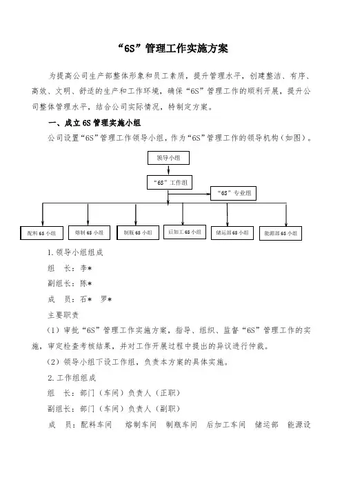 6S管理工作实施方案