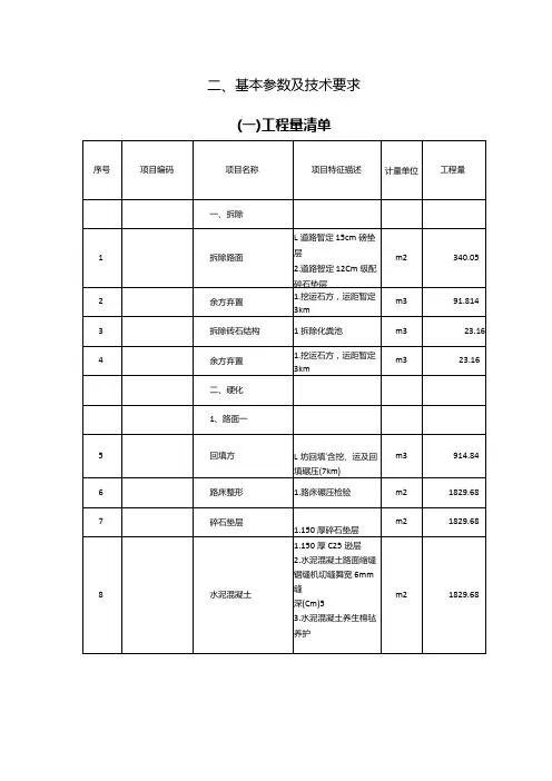 基本参数及技术要求