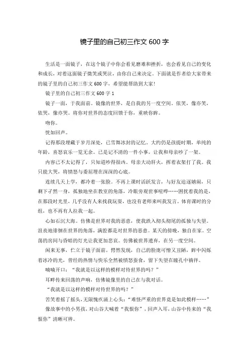 镜子里的自己初三作文600字