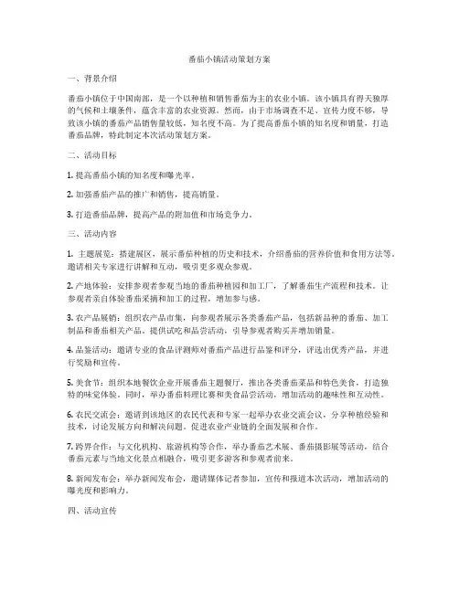番茄小镇活动策划方案