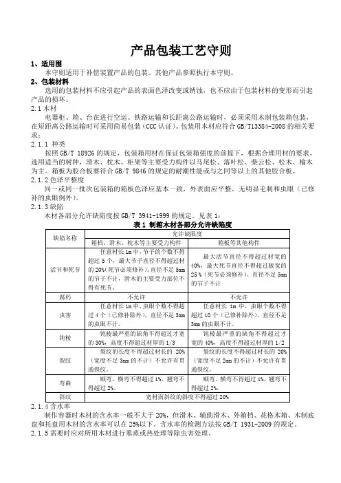 产品包装工艺守则