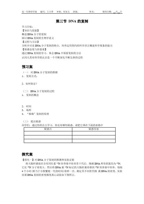 DNA的复制  导学案
