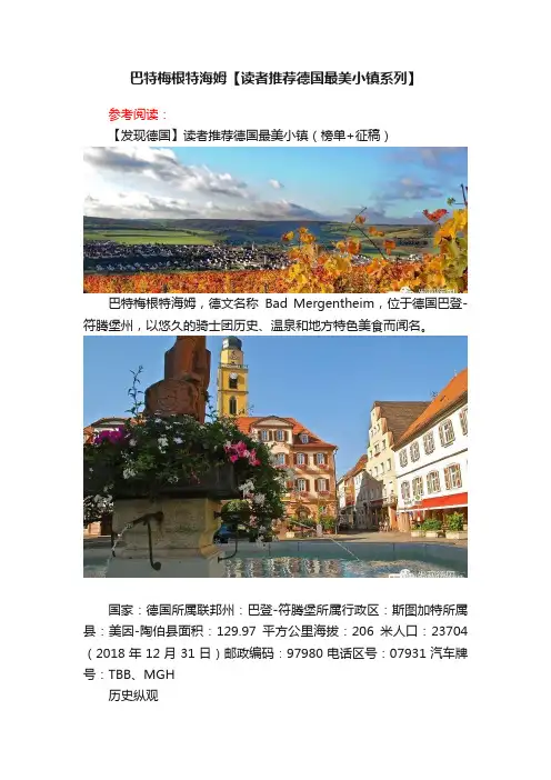 巴特梅根特海姆【读者推荐德国最美小镇系列】